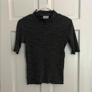 Anthropologie Black and White Striped Women's Top